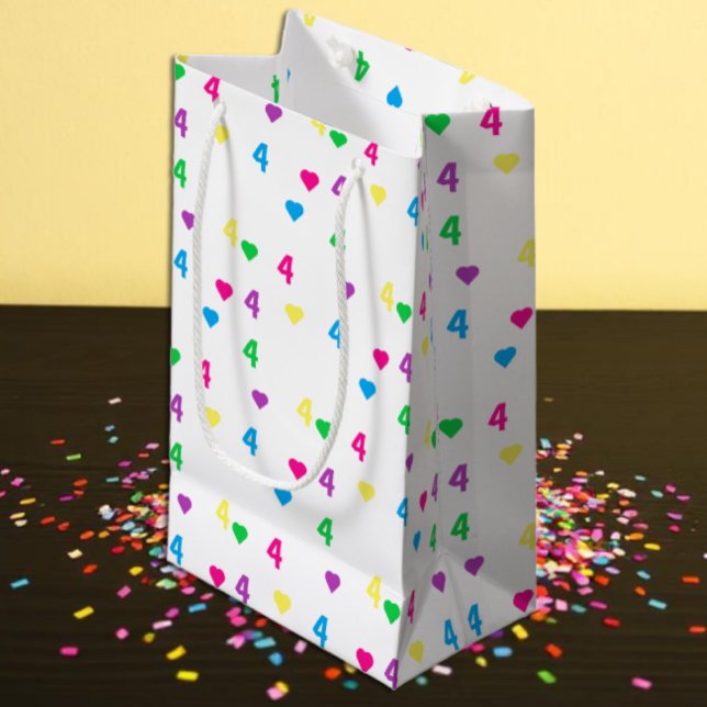 Rainbow Hearts 4th Birthday Small Gift Bag (Creator Uploaded)