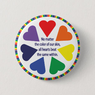 Rainbow Hearts 6 Cm Round Badge