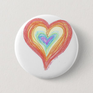 Rainbow Hearts 6 Cm Round Badge