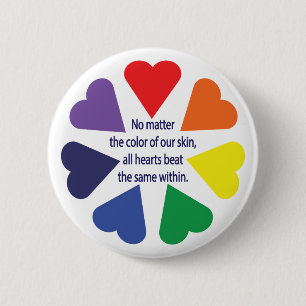 Rainbow Hearts 6 Cm Round Badge
