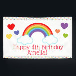 Rainbow Hearts and Dots Girls Birthday Banner<br><div class="desc">We're over the rainbow with joy! Chase rainbows and celebrate in colour with this happy rainbow birthday banner. Great for any colourful or rainbow birthday celebrations. Features a rainbow in the middle and accented with rainbow coloured polka dots on the top and bottom. Colourful hearts adorn the wording. Check out...</div>