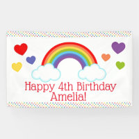 Rainbow Hearts and Dots Girls Birthday