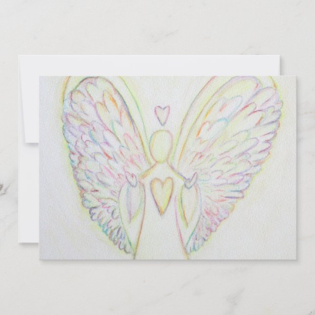 Rainbow Hearts Angel Art Custom Invitations (Front)