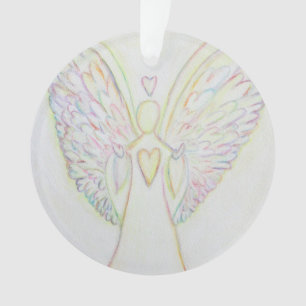 Rainbow Hearts Angel Art Gift Holiday Ornament