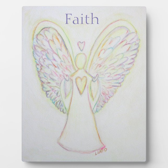 Rainbow Hearts Angel Faith Art Custom Plaque (Front)