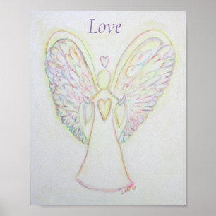 Rainbow Hearts Angel Love Art Custom Poster