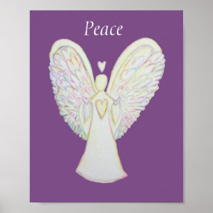 Rainbow Hearts Angel Peace Art Custom Poster