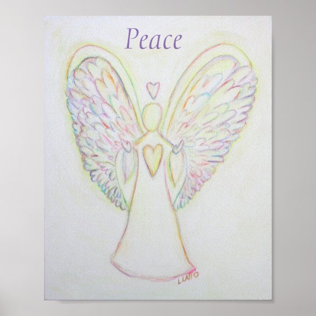 Rainbow Hearts Angel Peace Art Custom Poster (Front)