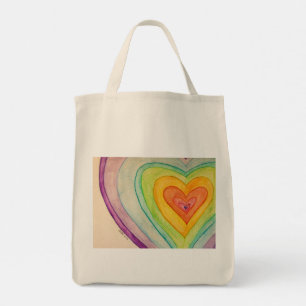 Rainbow Hearts Art Inspirational Tote Bag