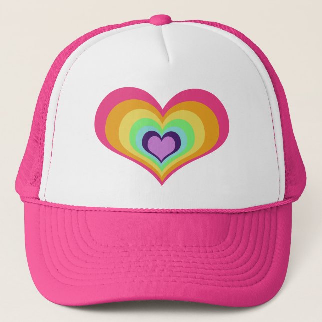 Rainbow Hearts Art Trucker Hat (Front)
