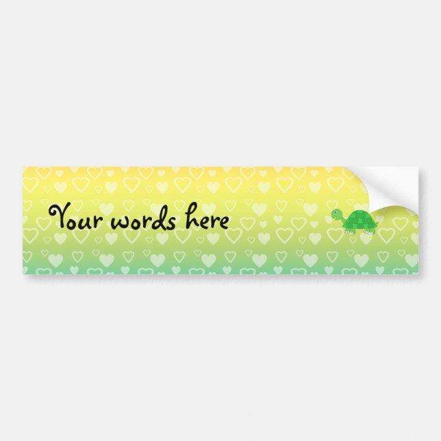 Rainbow hearts baby turtle bumper sticker (Front)