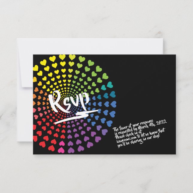 RAINBOW HEARTS Bat Mitzvah Party Card (Front)
