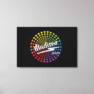 Rainbow Hearts Bat Mitzvah Sign-In Board Canvas Print