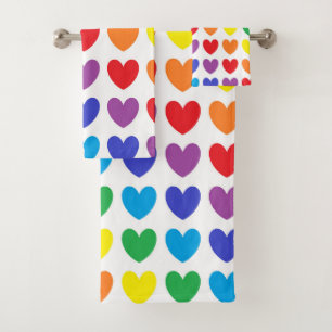 Rainbow Hearts Bath Towel Set
