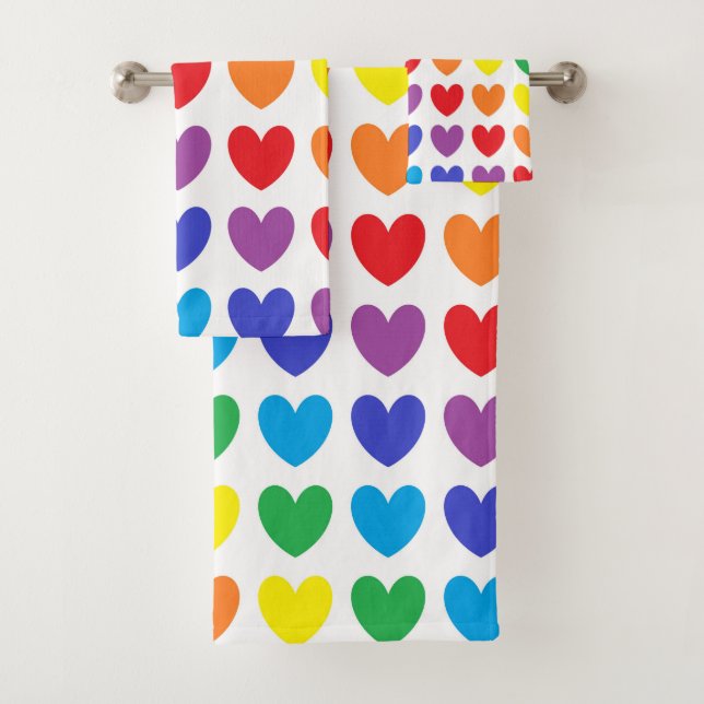 Rainbow Hearts Bath Towel Set (Insitu)