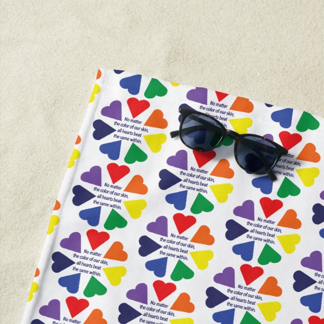 Rainbow Hearts Beach Towel (In Situ)
