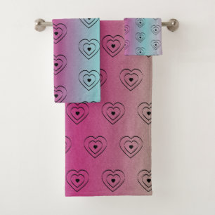 Rainbow Hearts Black Pride Heart Bath Towel Set