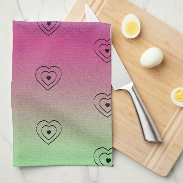 Rainbow Hearts Black Pride Heart Tea Towel (Quarter Fold)