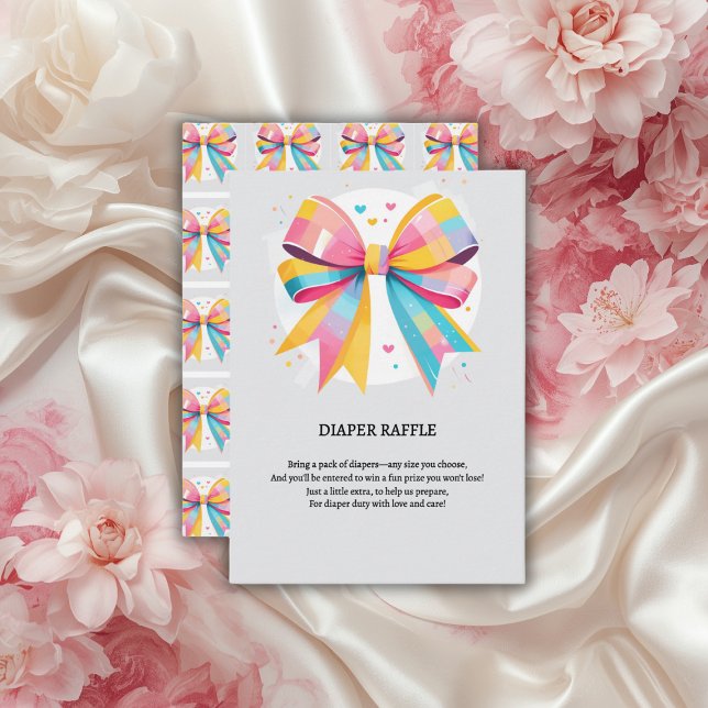 Rainbow Hearts Bow Baby Shower Enclosure Card (Creator Uploaded)
