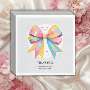Rainbow Hearts Bow Baby Shower Napkin