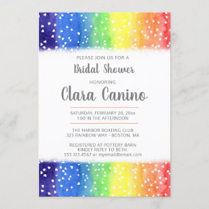Rainbow Hearts Bridal Shower Invitation