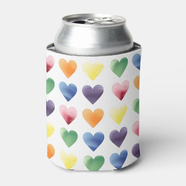 Rainbow Hearts Can Cooler (Can Front)