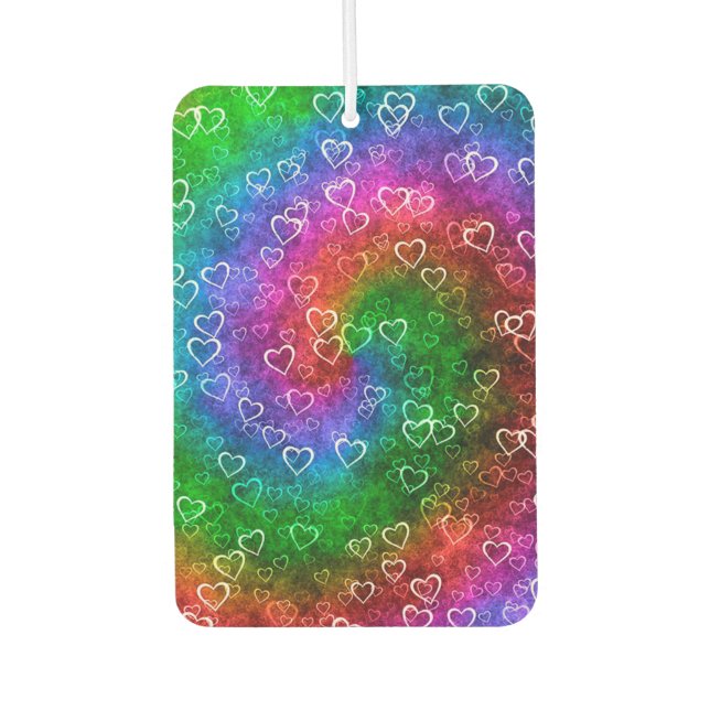 Rainbow Hearts Car Air Freshener (Front)