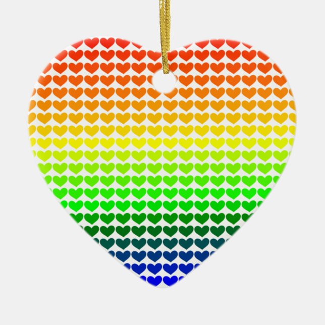 RAINBOW HEARTS CERAMIC TREE DECORATION (Front)