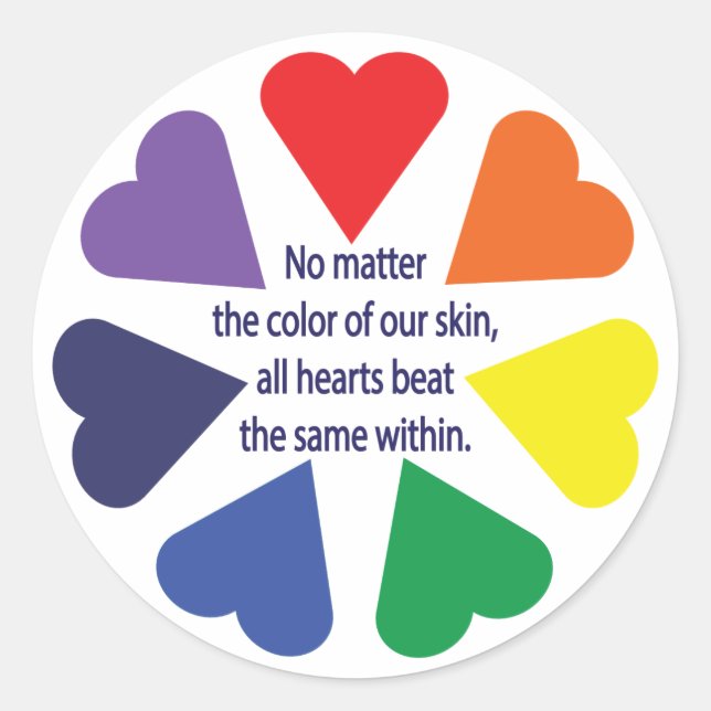 Rainbow Hearts Classic Round Sticker (Front)