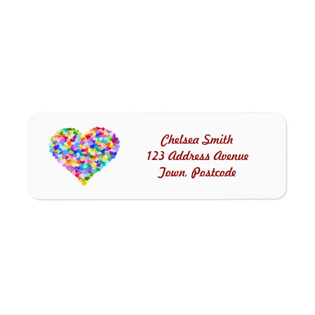 Rainbow Hearts Confetti Return Address Label (Front)