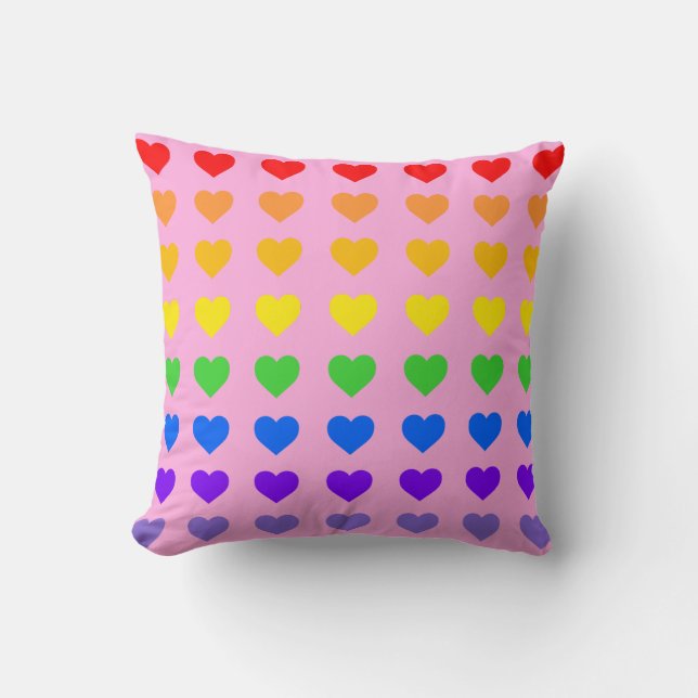 Rainbow Hearts    Cushion (Front)