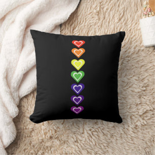 Rainbow hearts cushion