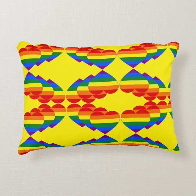 Rainbow Hearts Decorative Cushion (Front)