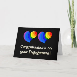 Rainbow Hearts Engagement Card for a Gay Couple