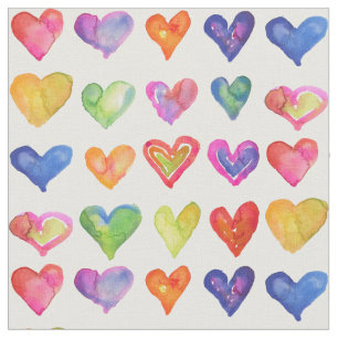 Rainbow Hearts Fabric