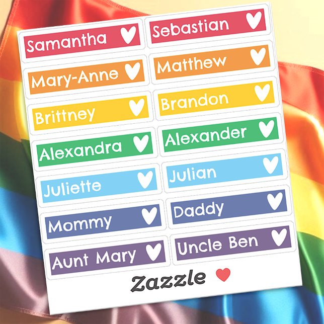 Rainbow Hearts Flag Custom Guest List Names  (Creator Uploaded)