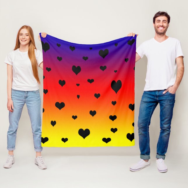 Rainbow Hearts,  Fleece Blanket (In Situ)