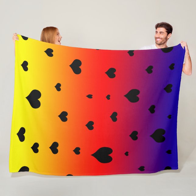 Rainbow Hearts,  Fleece Blanket (In Situ)