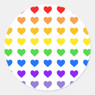 Rainbow Hearts Gay Pride Classic Round Sticker