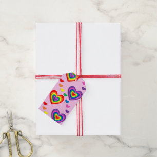 Rainbow hearts gift tags