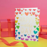 Rainbow Hearts Gold Stars Happy Mother's Day Foil Greeting Card<br><div class="desc">Folded gold foil happy mother's day card with a lot of gold foil stars and hearts in a rainbow gradient from red to purple.</div>