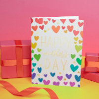 Rainbow Hearts Gold Stars Happy Mother's Day
