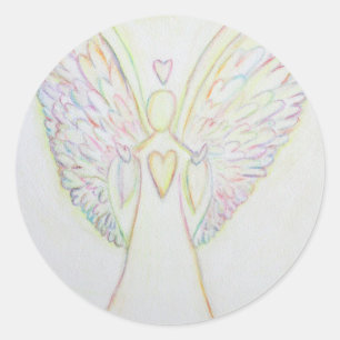 Rainbow Hearts Guardian Angel Art Custom Stickers