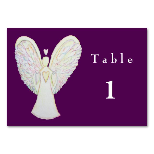 Rainbow Hearts Guardian Angel Custom Table Cards (Front)