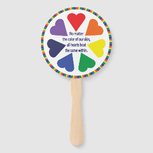 Rainbow Hearts Hand Fan