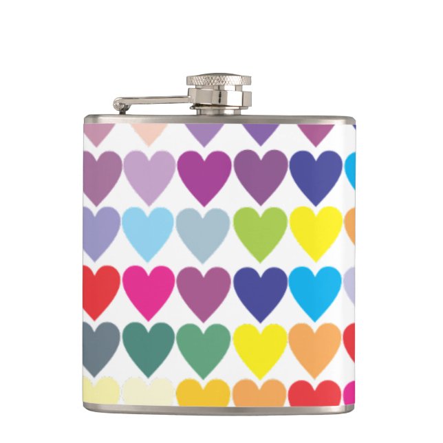 Rainbow Hearts Hip Flask (Front)