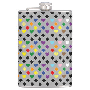 Rainbow Hearts Hip Flask
