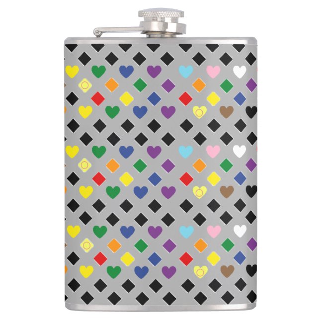 Rainbow Hearts Hip Flask (Front)