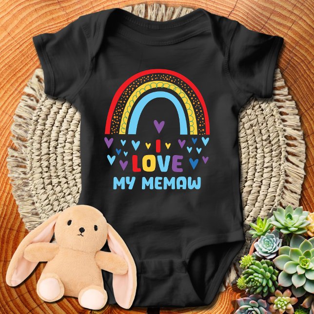 Rainbow Hearts I Love My Memaw Baby Bodysuit (Creator Uploaded)