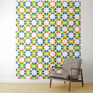 Rainbow hearts lines figure  tapestry